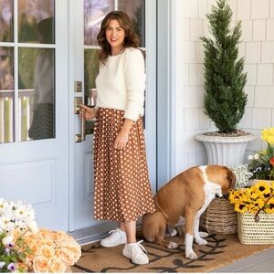 Jillian Harris X Joe Fresh Brown and White Polka Dot Shannon Skirt
